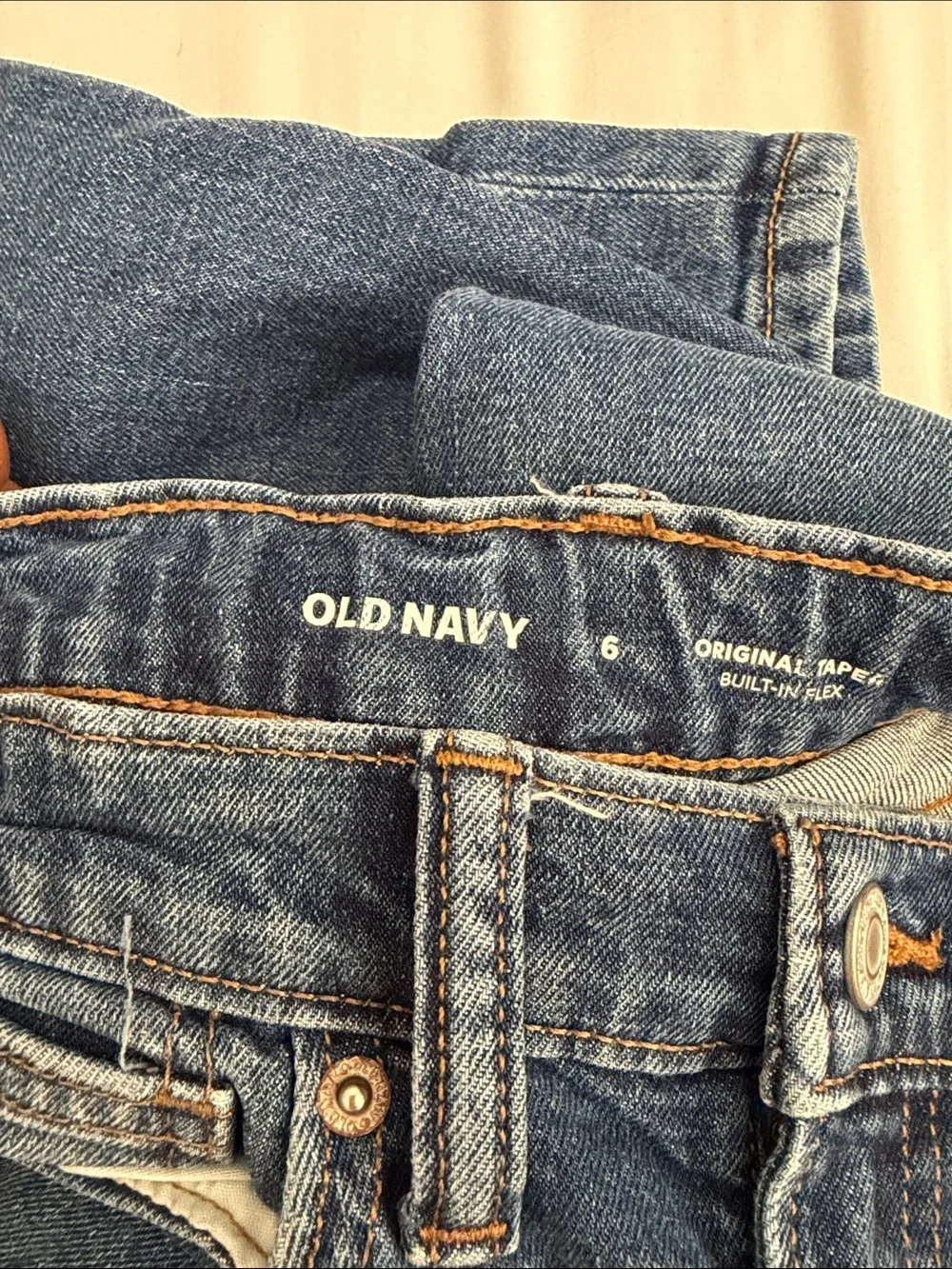 Old Navy Blue Denim Jeans with Contrast Stitching boys size 6